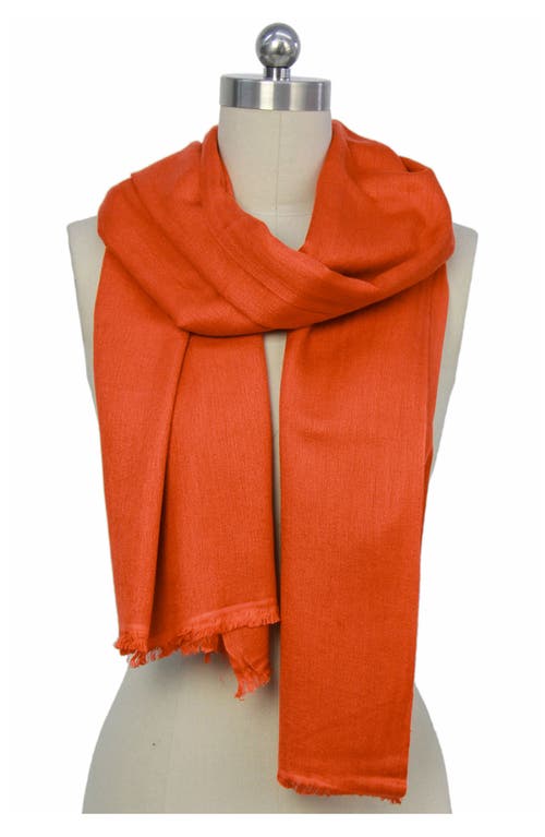 Saachi Cashmere Silk Eyelash Fringe Scarf In Rust