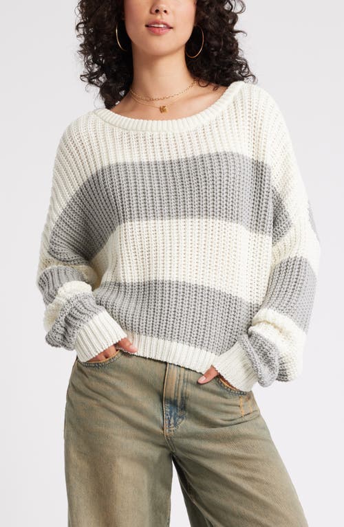 Shop Bp. Relaxed Reversible Sweater In Grey Marl Stripe