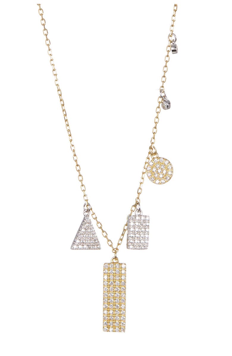 Adornia Gold Plated Sterling Silver Multi Shaped Pave Swarovski Crystal  Accented Pendant Necklace | Nordstromrack