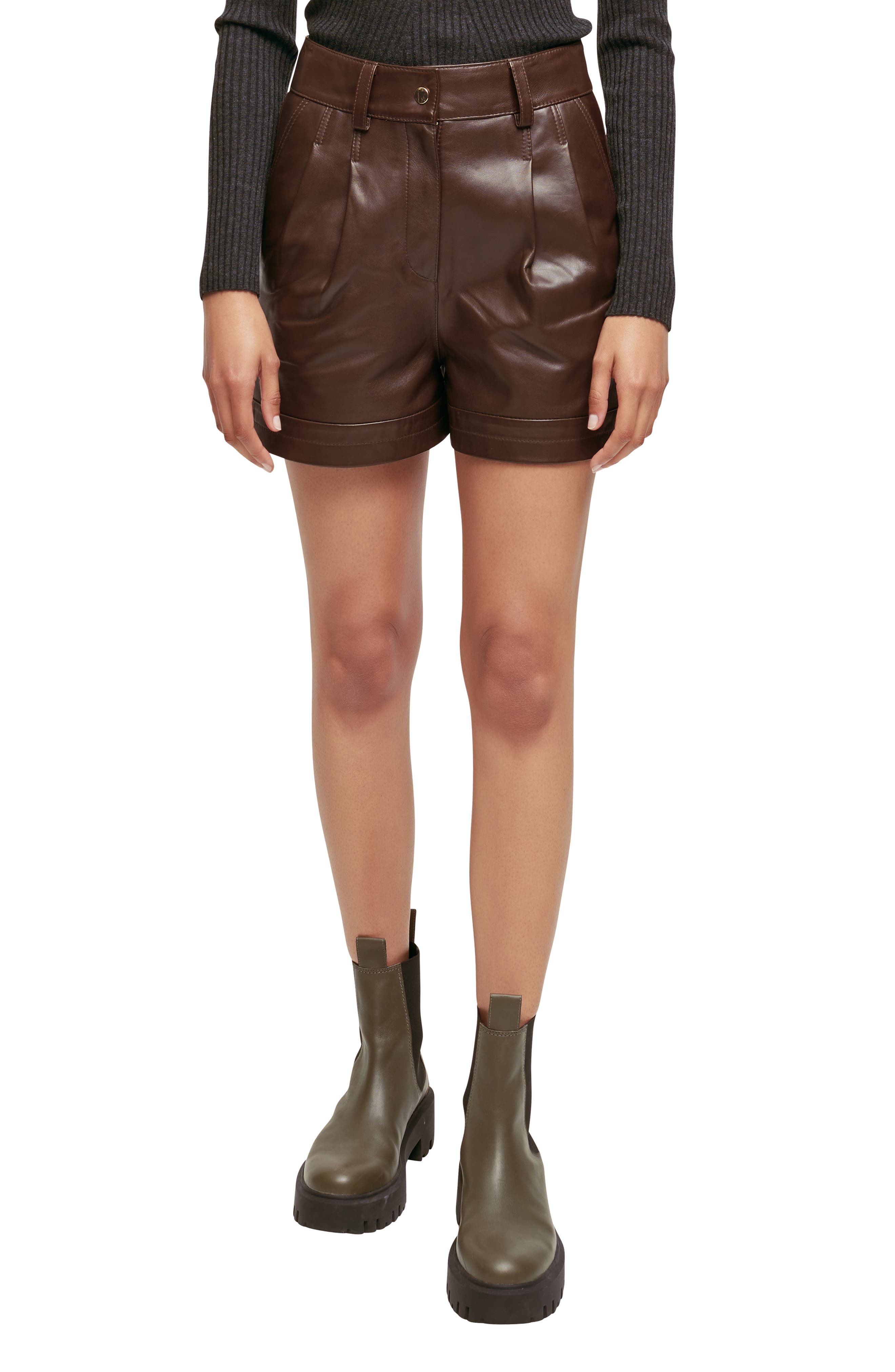 maje leather shorts