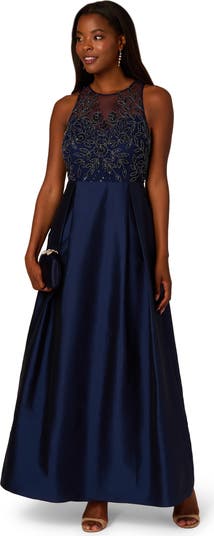 Adrianna Papell Beaded Mesh Taffeta Ballgown Nordstrom