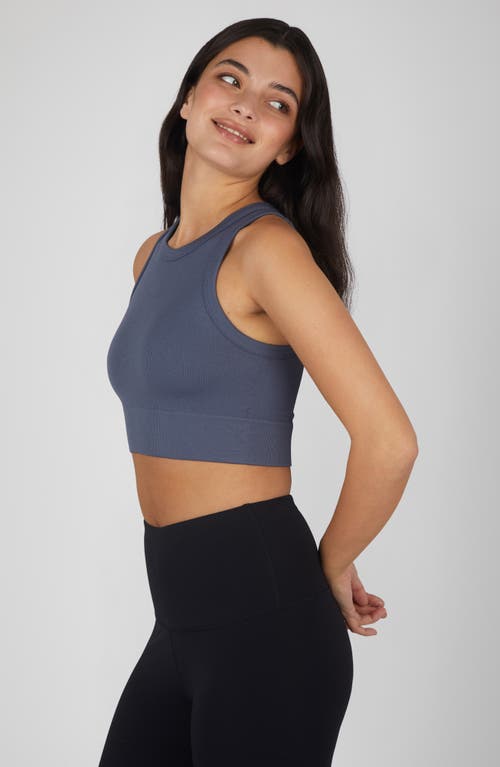 Shop 90 Degree By Reflex 3-pack Seamless Ribbed Crop Tank Tops In Grisaille/white/black