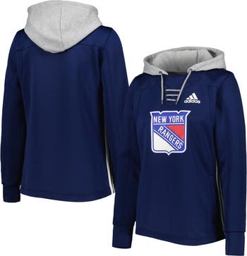 Antigua Women's Blue and Red New York Rangers Amaze Lace-Up Hoodie