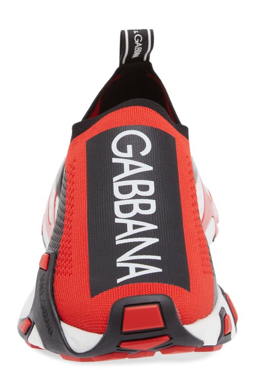 Dolce & Gabbana Sorrento Sneakers In Stretch Mesh With Logo In Red/black/white