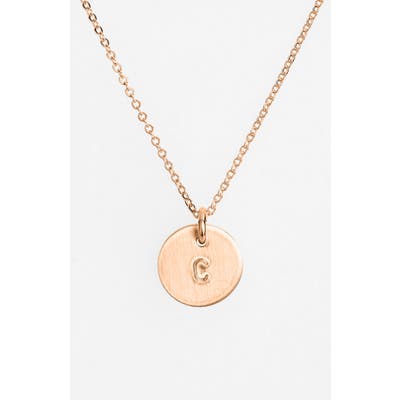 Nashelle 14K-Rose Gold Fill Initial Mini Disc Necklace