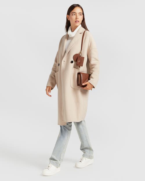 Shop Belle & Bloom Publisher Double-breasted Wool Blend Coat In Sand