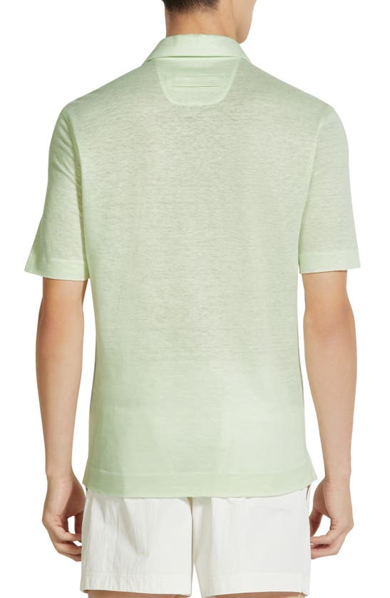 Shop Zegna Linen Polo In Linfa