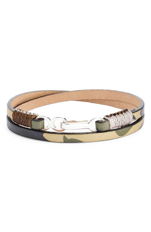 Men's Leather Cord Wrap Bracelet in Camouflage