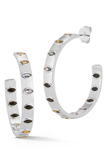 Chloe & Madison Chloe And Madison Cz Ombré Hoop Earrings In Silver