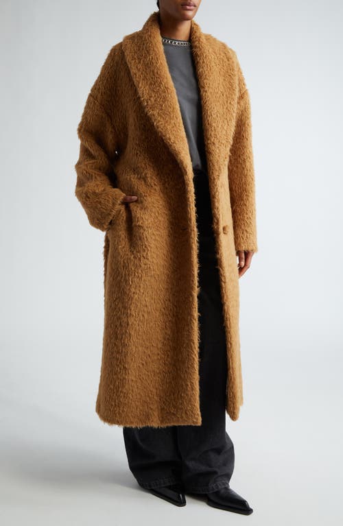 Shop Golden Goose Journey Oversize Alpaca Blend Belted Coat In Tobacco Brown