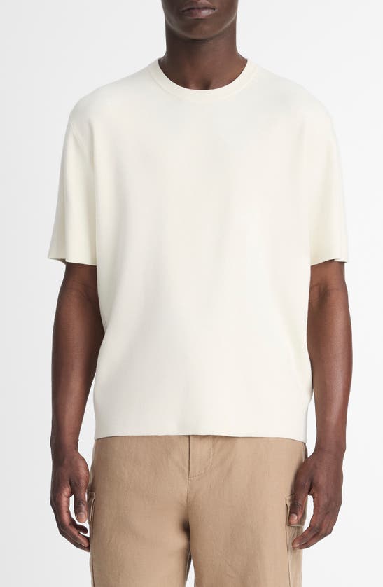 Shop Vince Milano Short Sleeve Crewneck Sweater In Classic Cream