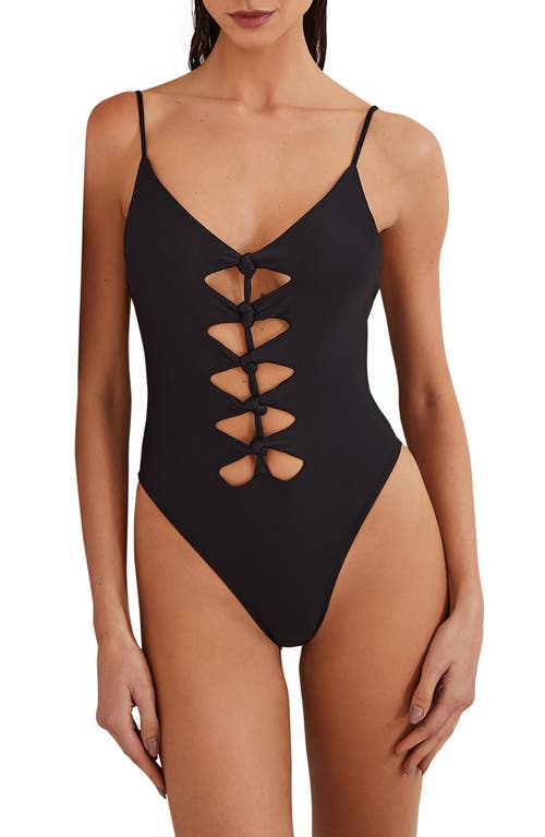 Megan Solid One-Piece Swimsuit in Black