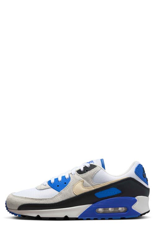 Shop Nike Air Max 90 Premium Sneaker In White/khaki/blue