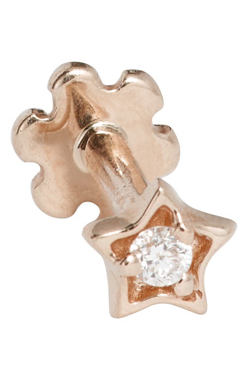 Shop Maria Tash Diamond Solitaire Star Threaded Stud Earring In Rose Gold/diamond