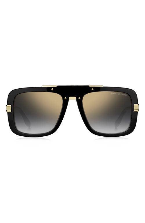 Marc Jacobs 55mm Gradient Rectangle Sunglasses in Black/Gray Polar