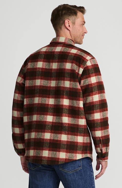 Shop Lands' End Super Brushed Shirt Jacket In Rich Coffee/dark Orange Plaid