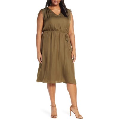 Plus Size Vince Camuto Tie Shoulder Dress, Green