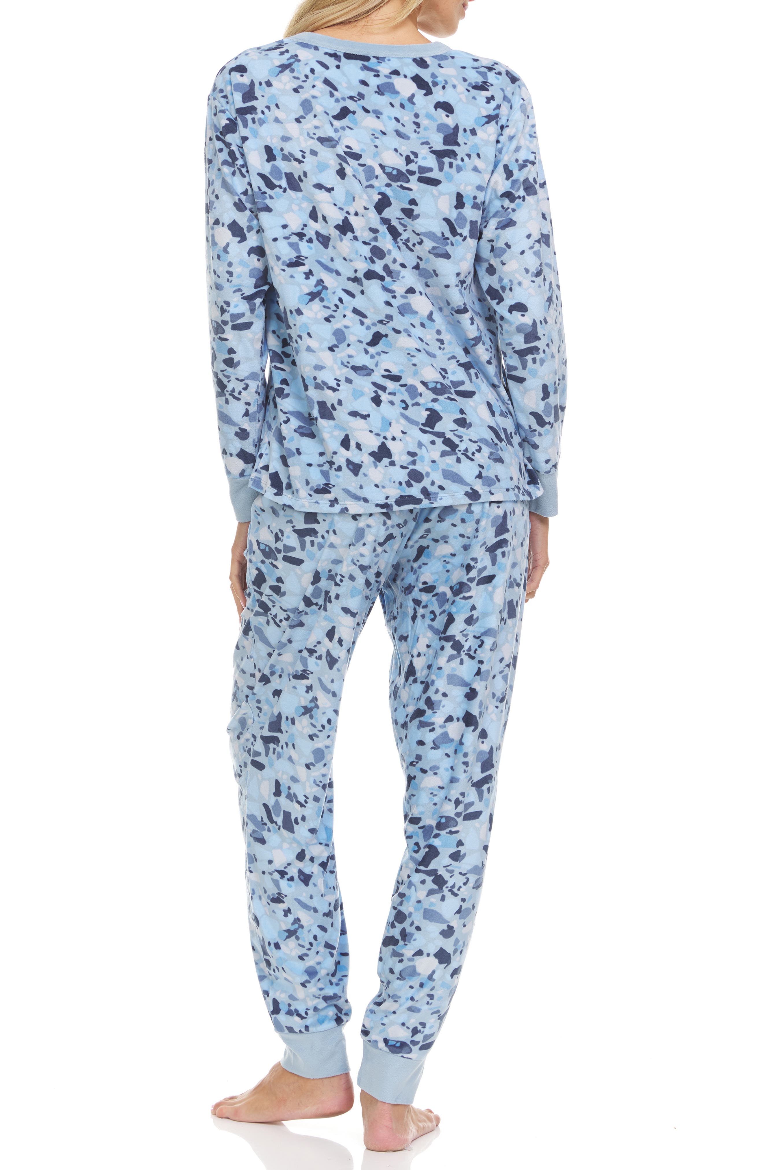 Flora Nikrooz Gem Velour Pajama Set in Blue at Nordstrom Rack, Size X-Large