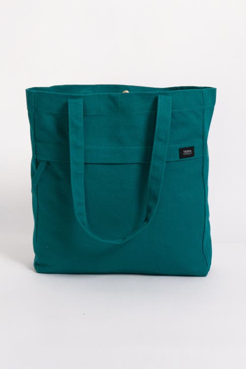 Terra Thread Organic Cotton Canvas Work Tote Bag In Deep Sea Teal