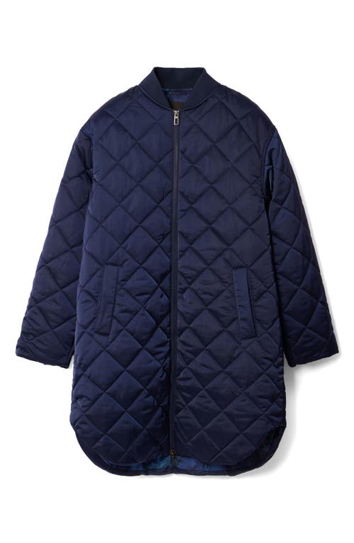 Shop Desigual Oslo Diamond Quilted Coat In Blue