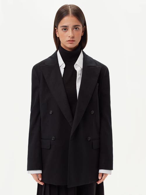 Gobi Mongolian Cashmere Double-breasted Cashmere Blazer In Black