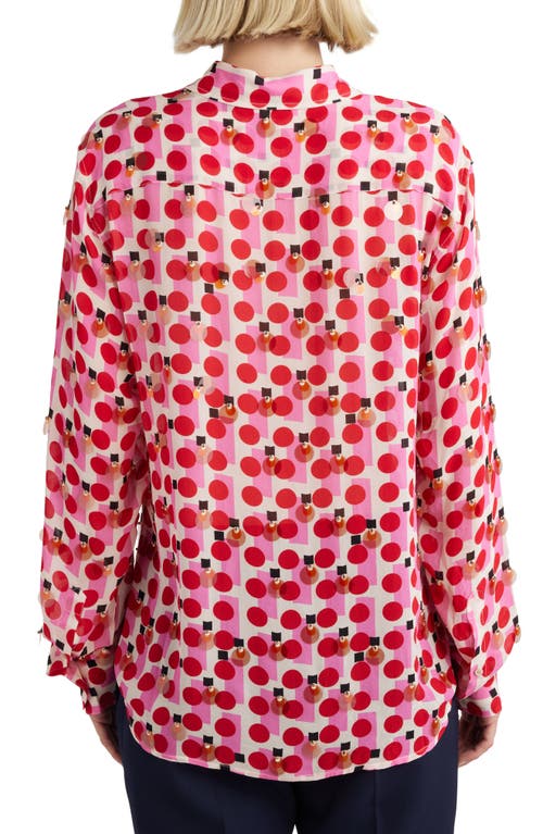 Shop Dries Van Noten Retro Dot Print & Paillettes Button-up Shirt In Red 352