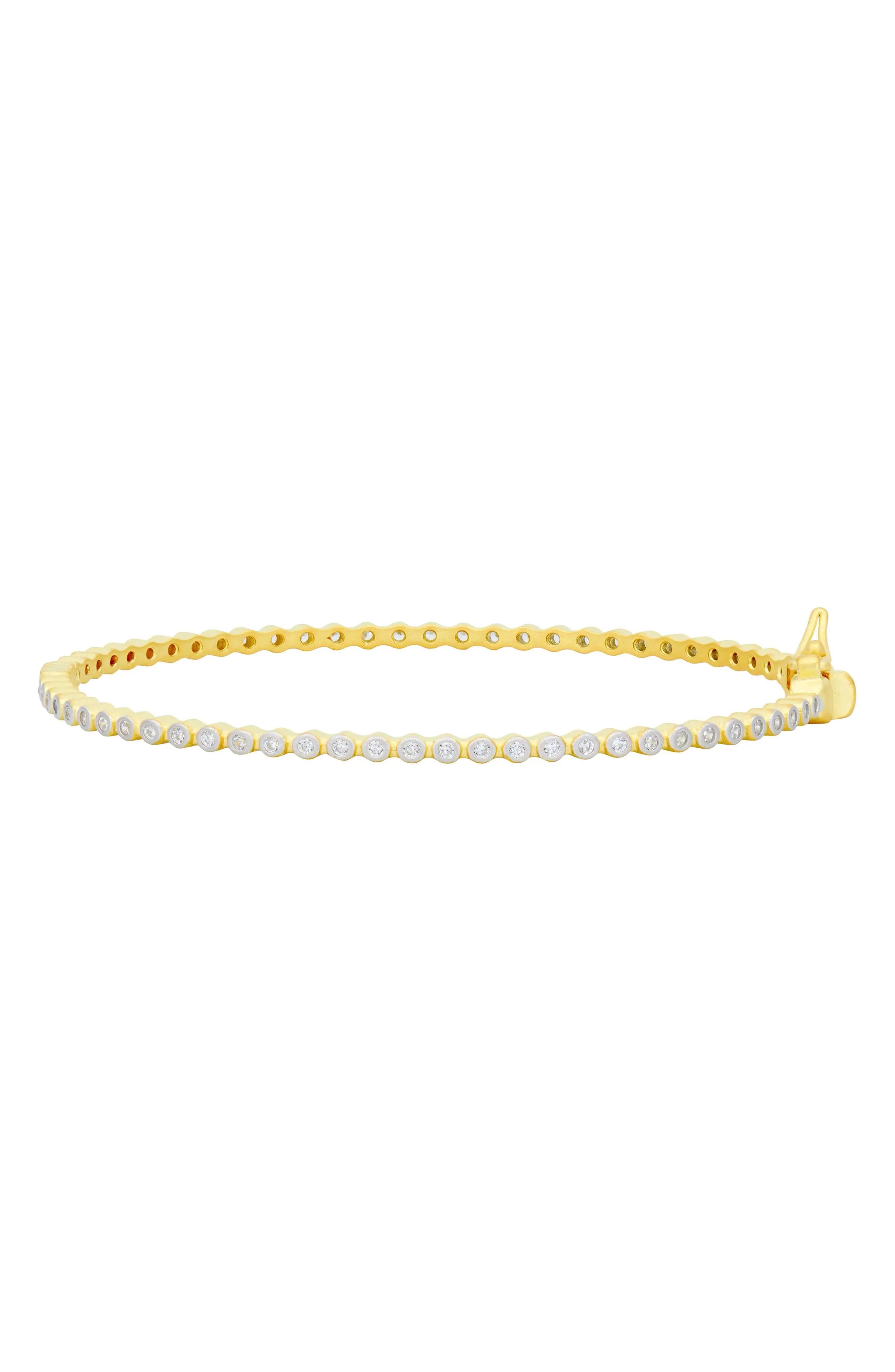 FREIDA ROTHMAN Signature Bezel Bangle in Gold And Silver 