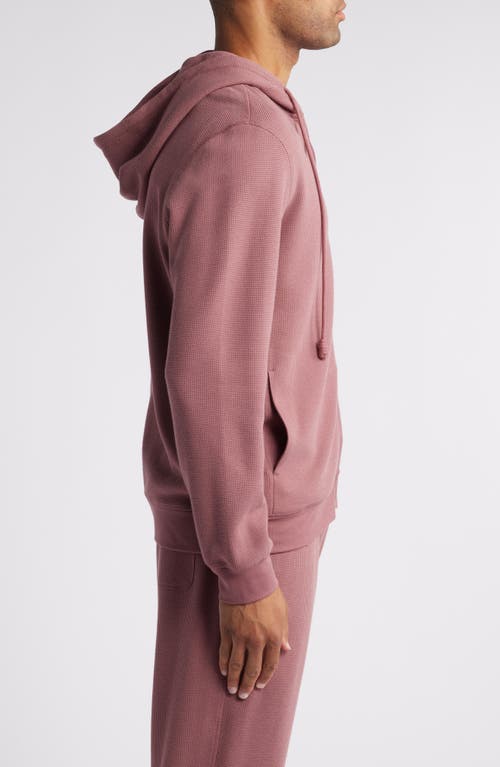 Daniel Buchler Waffle Texture Zip Hoodie In Rust