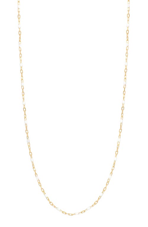 14K Gold Enamel Chain Necklace in 14K Yellow Gold White