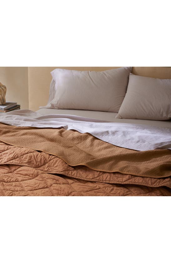 Shop Coyuchi Honeycomb Organic Cotton Blanket In Ginger