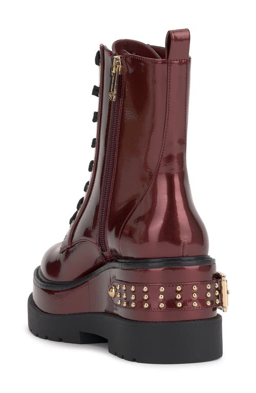 Shop Jessica Simpson Imelda Lace-up Platform Moto Bootie In Oxblood