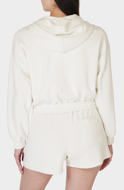 Shop Sweaty Betty Sand Wash Cloud Weight Crop Hoodie In Lily White