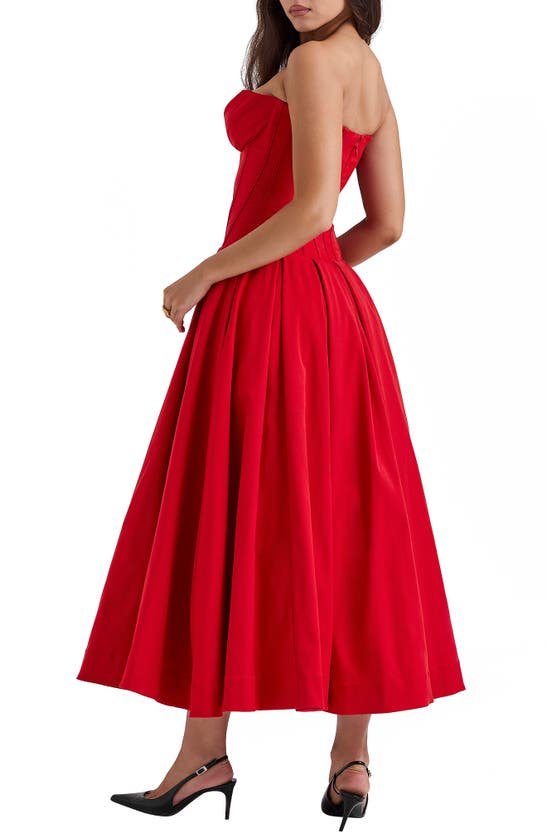 Shop House Of Cb Lady Strapless Midi Dress In Salsa
