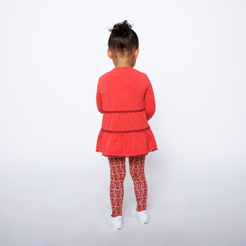 Mixed Up Clothing Girls Tiered Tunic And Legging Set In Red Multicolor
