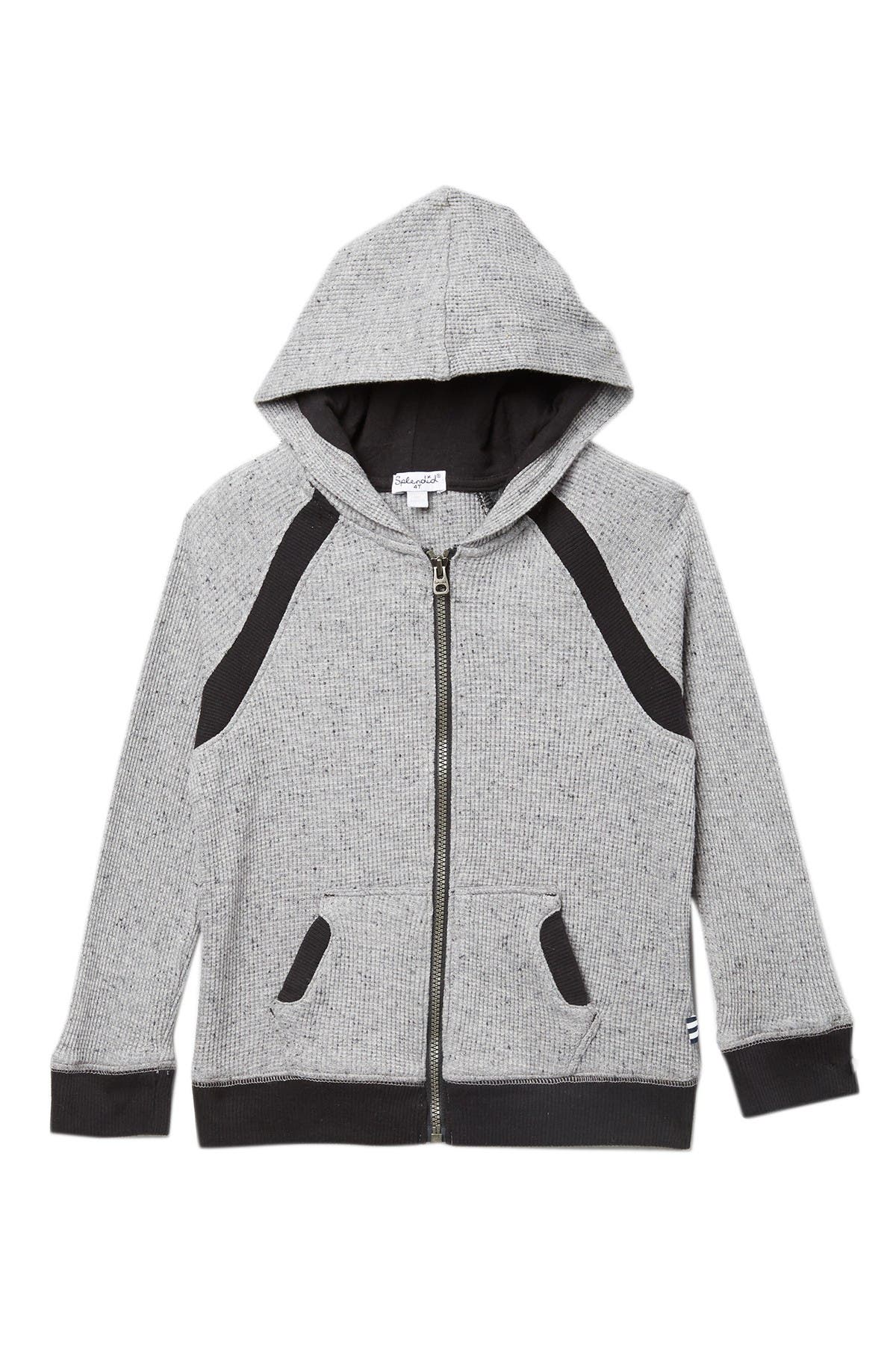 waffle knit zip hoodie