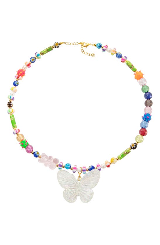 Shop July Child The Dua Beaded Pendant Necklace In Butterfly Pearl/ Beads/ Pearls