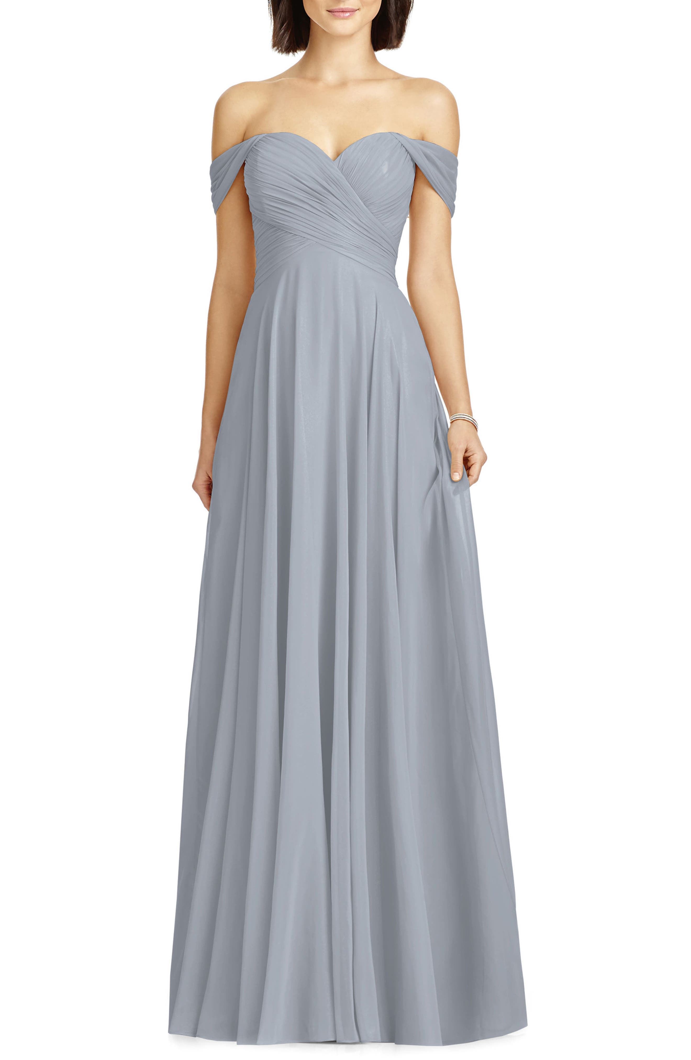 Dessy Collection Ruched Chiffon Dress In Platinum