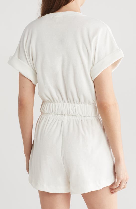 Elan Elastic Hem Cover-up Crop Top In Ivory