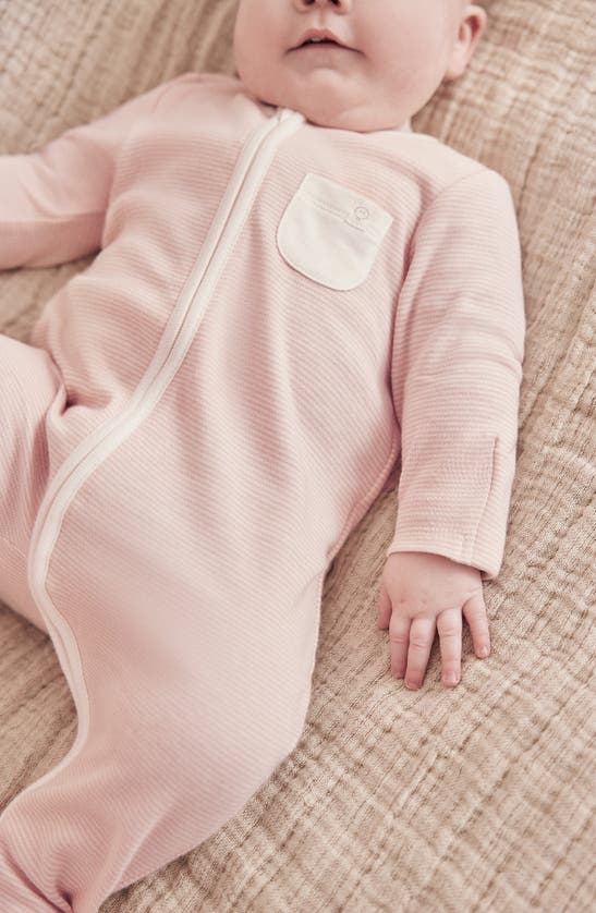 Mori Stripe Fitted One-piece Pajamas In Blush Stripe