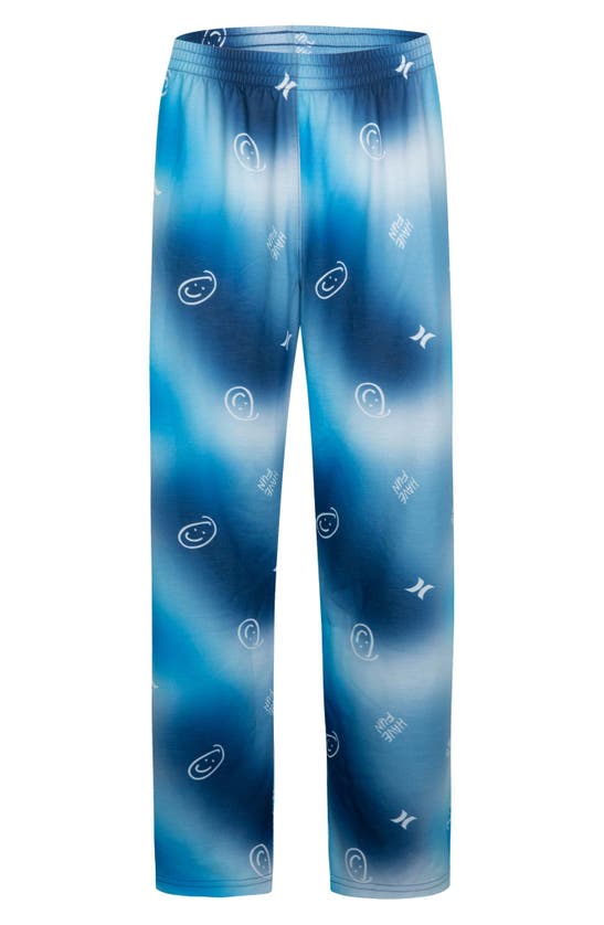 Shop Hurley Kids' Tie Dye Smiley Fitted Three-piece Pajamas In Blue Lazer