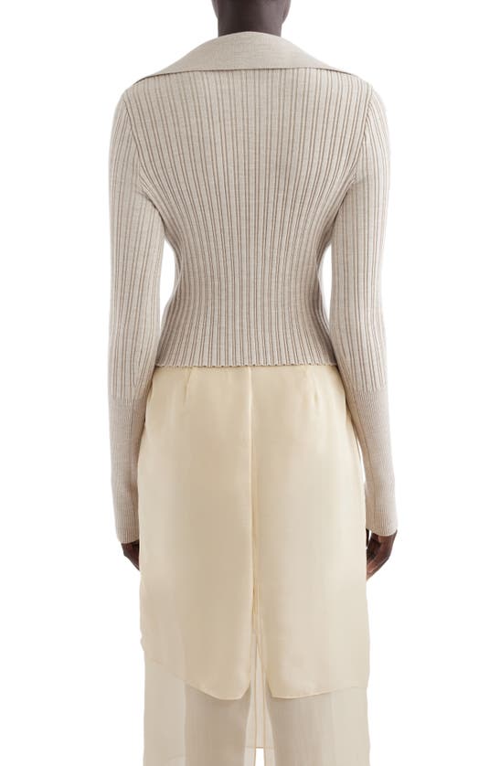 Shop Givenchy Wool Blend Rib Polo Sweater In Natural Beige