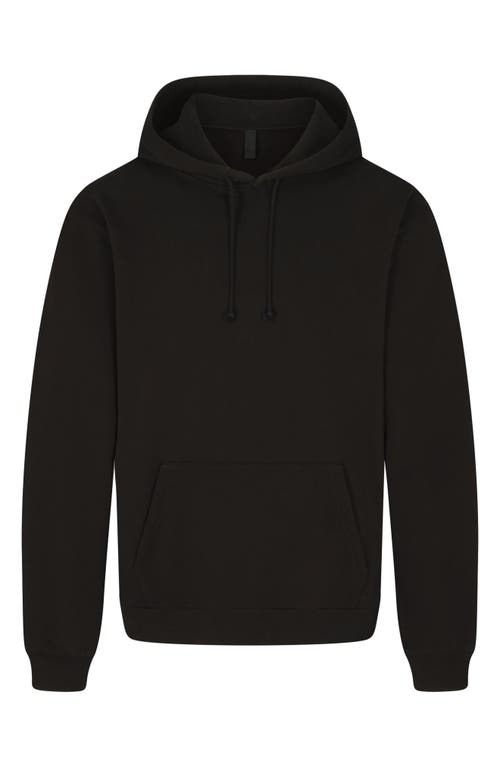 Shop Skims Cotton Pullover Hoodie In Washed Obsidian