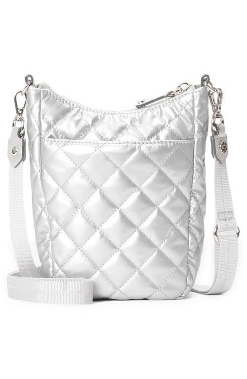 Shop Mz Wallace Crosby Go Quilted Nylon Crossbody Bag In Matte Silver