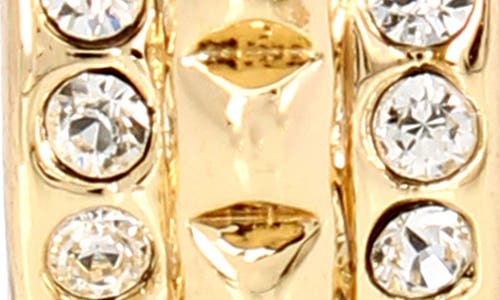 Shop Allsaints Pyramid Crystal Huggie Hoop Earrings In Crystal/gold