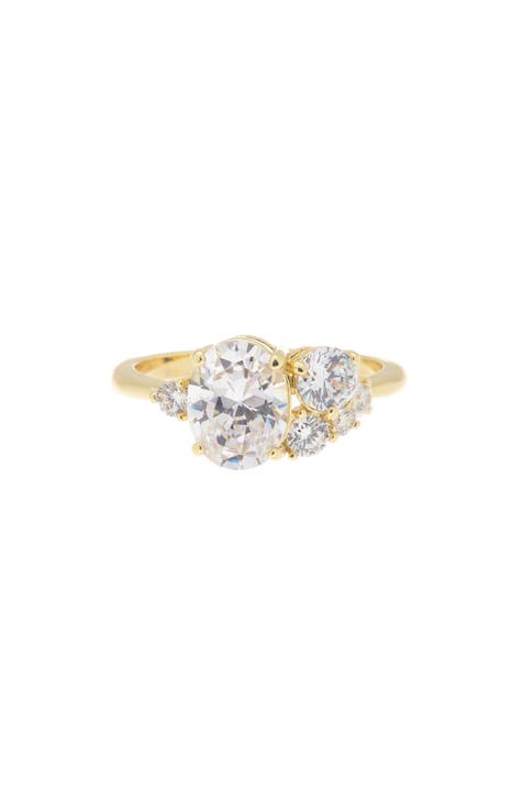 Oval Cubic Zirconia Cluster Ring