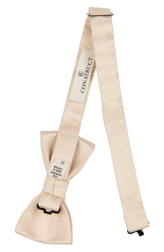 Construct Solid Satin Pre-tied Bow Tie In Vanilla