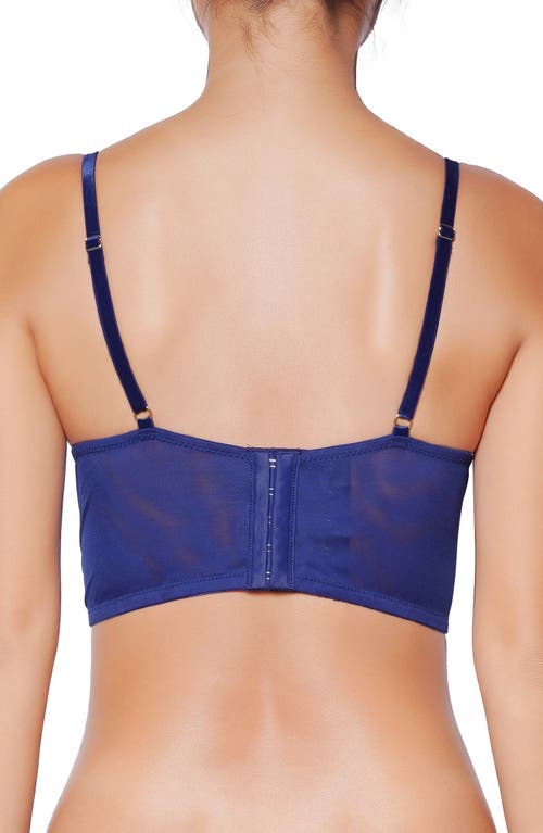 Huit Papillion Embroidered Underwire Bustier In Navy