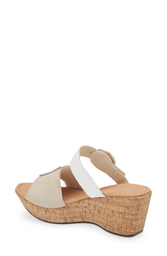 Naot Breezy Platform Wedge In Beige Nubuck/ White Leather
