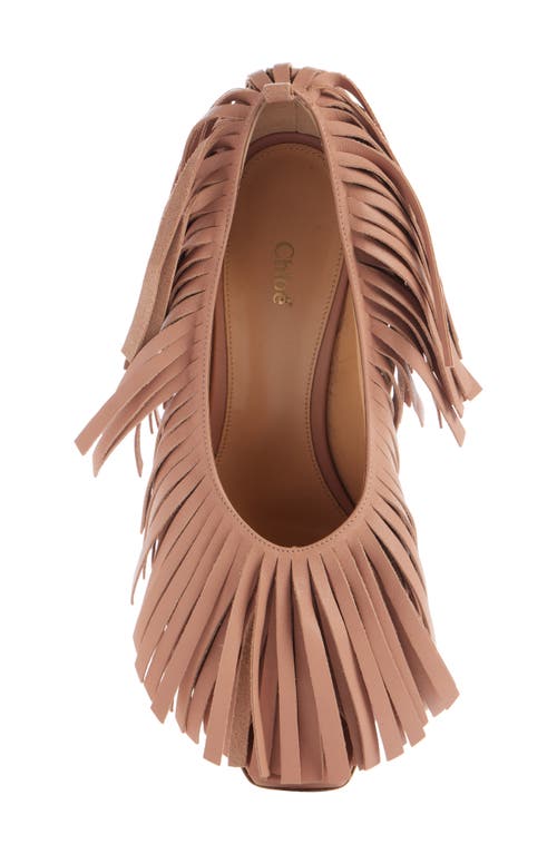 Shop Chloé Mona Fringe Pump In Tan Rose