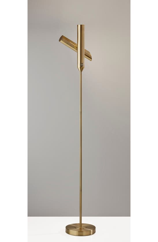 Adesso Lighting Vega Led Torchiere Floor Lamp In Antique Brass